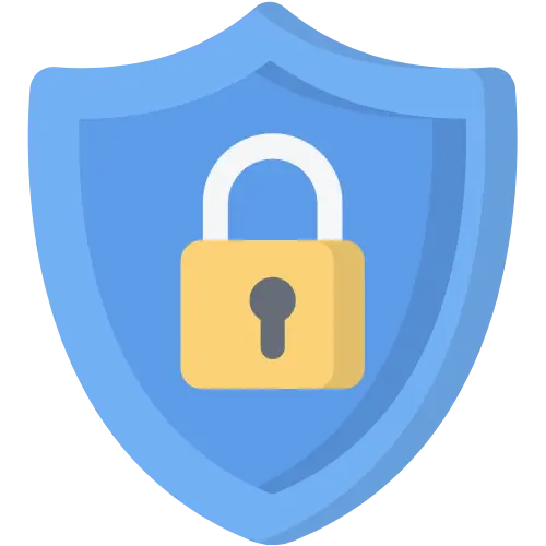 Shield with lock symbol representing secure and private image processing